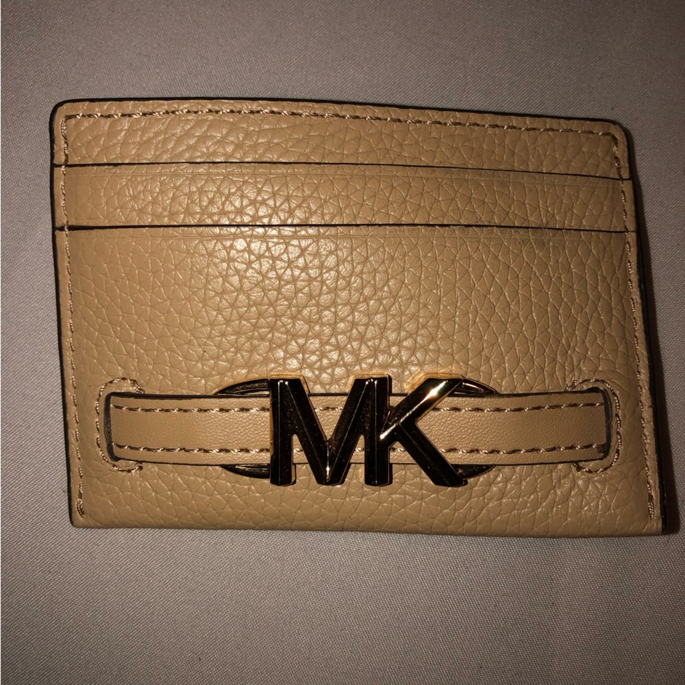 Michael Kors Tan Key Card Holder Pebbled Leather